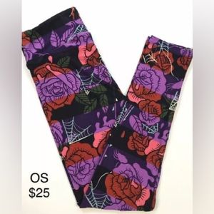 Lularoe Halloween Roses Leggings OS